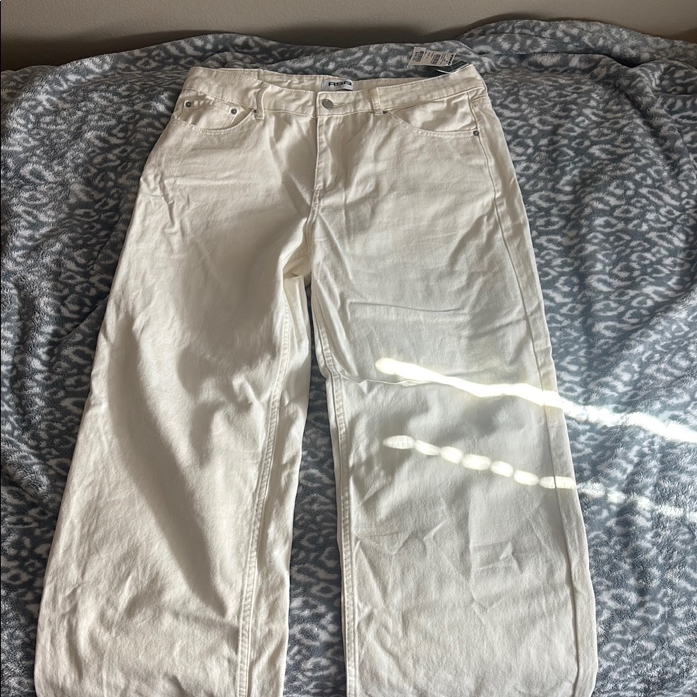 RSQ Cream Straight Leg Jeans